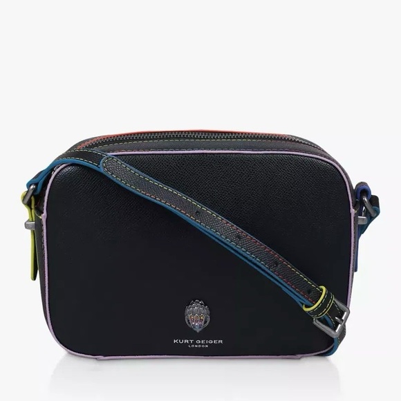 Kurt Geiger Black Camera Crossbody Bag with Rainbow Trim - Picture 1 of 7